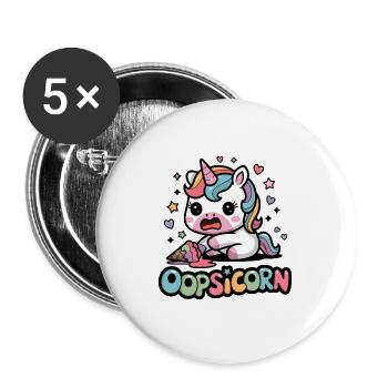 Oopsicorn - Lot de 5 grands badges (56 mm) - blanc - Devant