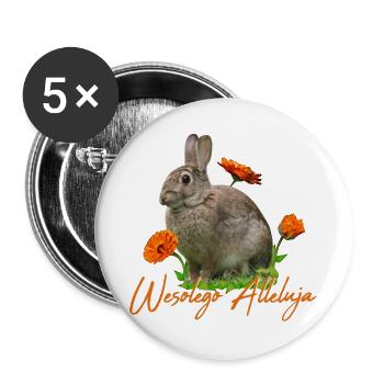 Wesolego Alleluja Frohe Ostern - Buttons groß 56 mm (5er Pack) - Weiß - Vorne