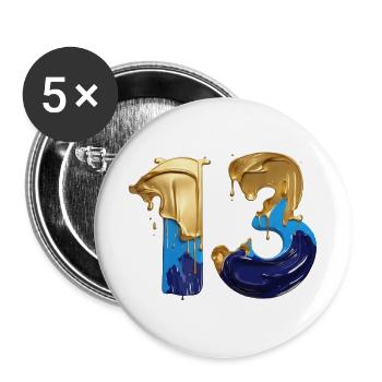 NO. 13 NUMBER 13 COOL 13TH BIRTHDAY - Buttons large 2.2''/56 mm (5-pack) - white - Front
