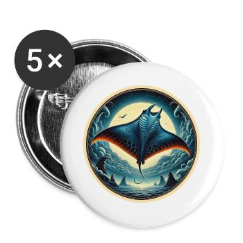 Ray Fish - Buttons large 2.2''/56 mm (5-pack) - white - Front