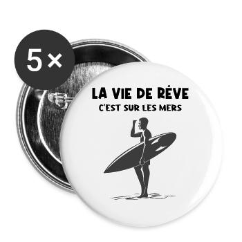 Leben auf den Meeren - Buttons groß 56 mm (5er Pack) - Weiß - Vorne