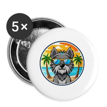 Bouvier Des Ardennes Hunderasse Cartoon Sonnenbrille - Buttons groß 56 mm (5er Pack) - Weiß - Vorne