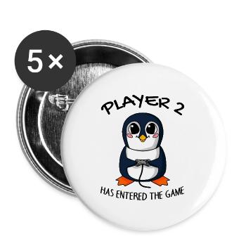 Second baby player 2 baby penguin pregnant - Buttons large 2.2''/56 mm (5-pack) - white - Front
