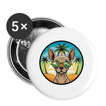 Inka Unbehaarte Hunderasse Cartoon Sonnenbrille Strand - Buttons groß 56 mm (5er Pack) - Weiß - Vorne