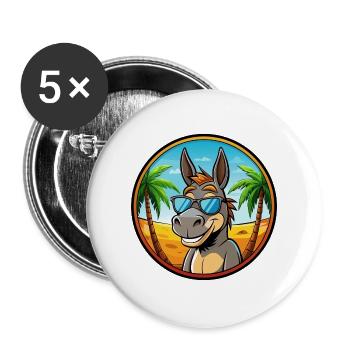 Esel Lustige Cartoon Sommer Strand Sonnenbrille Cool - Buttons groß 56 mm (5er Pack) - Weiß - Vorne