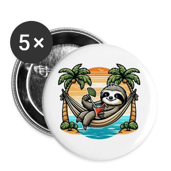 Sloth in hammock - Buttons large 2.2''/56 mm (5-pack) - white - Front