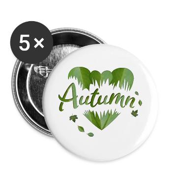 Herbst Herbstblätter Herz Blätter - Buttons groß 56 mm (5er Pack) - Weiß - Vorne