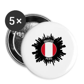 Iquitos Skyline Peru Flagge Reise Souvenir - Buttons groß 56 mm (5er Pack) - Weiß - Vorne