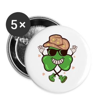 Ein glücklicher Cowboy Retro St Patty s Day - Buttons groß 56 mm (5er Pack) - Weiß - Vorne