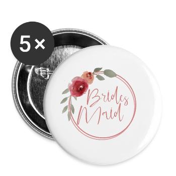 Bridesmaid - Brautjungfer - Buttons groß 56 mm (5er Pack) - Weiß - Vorne