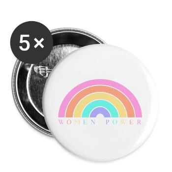 Women Power - Buttons large 2.2''/56 mm (5-pack) - white - Front