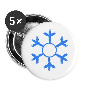 Schneeflocke Winter Kalt Kälte - Buttons groß 56 mm (5er Pack) - Weiß - Vorne