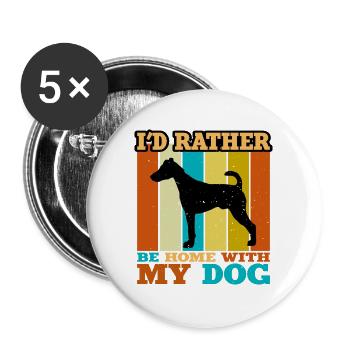 Foxterrier Glatte Hundesilhouette Retro Sonnenuntergang - Buttons groß 56 mm (5er Pack) - Weiß - Vorne
