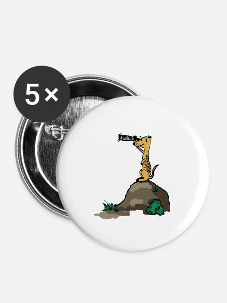 erdmaennchen comic - Buttons groß 56 mm (5er Pack) - Weiß