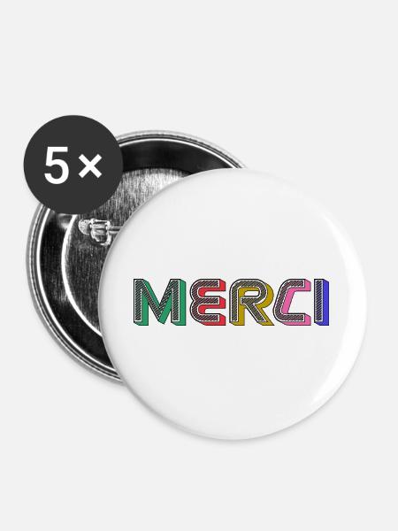 Vielen Dank - Buttons groß 56 mm (5er Pack) - Weiß