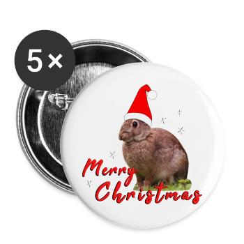 Merry Christmas Hase - Buttons groß 56 mm (5er Pack) - Weiß - Vorne