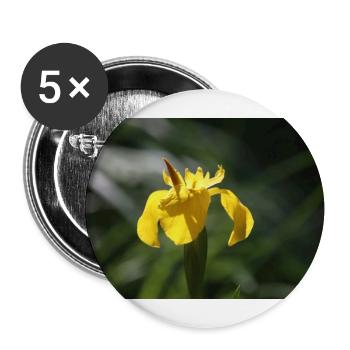 Schwertlilie Lilie gelbe Blume - Buttons groß 56 mm (5er Pack) - Weiß - Vorne