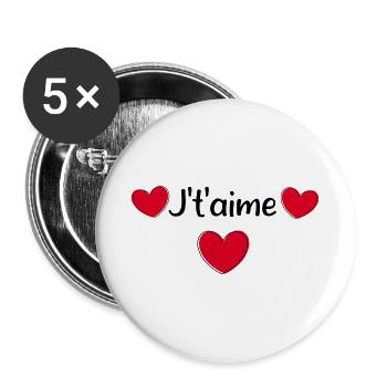 Saint-Valentin cœur rouge, st.valentin - Buttons groß 56 mm (5er Pack) - Weiß - Vorne