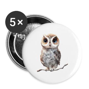 süße Eule - digital painting - Buttons groß 56 mm (5er Pack) - Weiß - Vorne