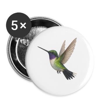 Smaragd-Kolibri mit violettem Glanz - Buttons groß 56 mm (5er Pack) - Weiß - Vorne