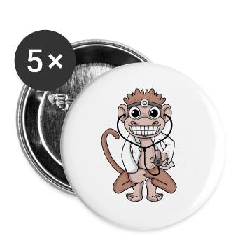 Hôpital vétérinaire médecin singe médecin - Lot de 5 grands badges (56 mm) - blanc - Devant