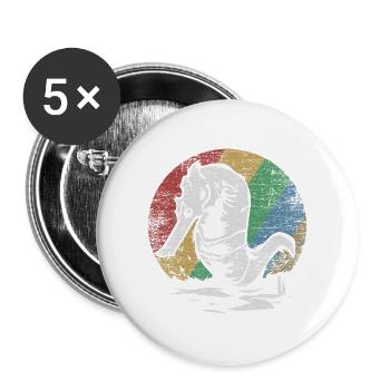 Leuchtendes Seepferdchen Ozeanbewohner - Buttons groß 56 mm (5er Pack) - Weiß - Vorne