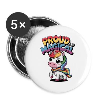 Stolz und magisch - Buttons groß 56 mm (5er Pack) - Weiß - Vorne