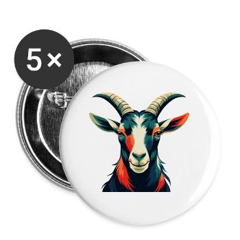Goat Cartoon Character Colorful Pet Animal - Buttons large 2.2''/56 mm (5-pack) - white - Front