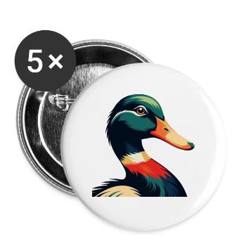 Personnage de dessin animé de canard Animal de compagnie coloré - Lot de 5 grands badges (56 mm) - blanc - Devant