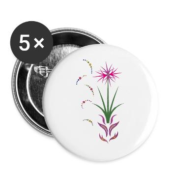 Blumenranke, Ornament - Buttons groß 56 mm (5er Pack) - Weiß - Vorne