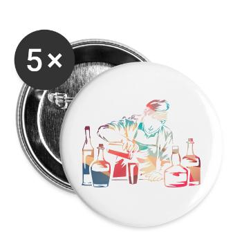 Stilvoller Cocktailmixer Barkeeper - Buttons groß 56 mm (5er Pack) - Weiß - Vorne