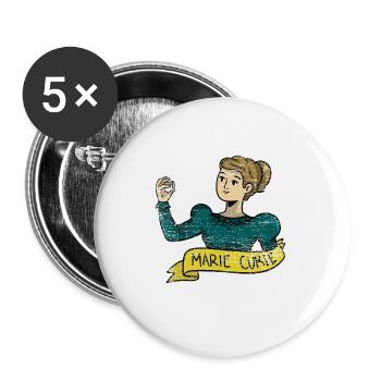 Geniale Marie Curie Nobelpreisträgerin - Buttons groß 56 mm (5er Pack) - Weiß - Vorne