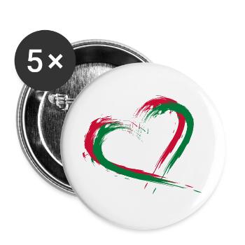 Herz Bürste Flagge der Malediven - Buttons groß 56 mm (5er Pack) - Weiß - Vorne