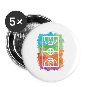 Basketball Platz Trainer Basketballer - Buttons groß 56 mm (5er Pack) - Weiß - Vorne