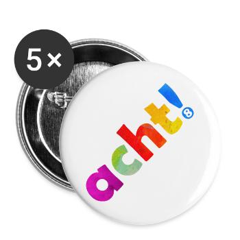 ACHT 8 JAHRE 8. GEBURTSTAG - Buttons groß 56 mm (5er Pack) - Weiß - Vorne