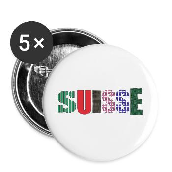 SUISSE. PAYS - Lot de 5 grands badges (56 mm) - blanc - Devant