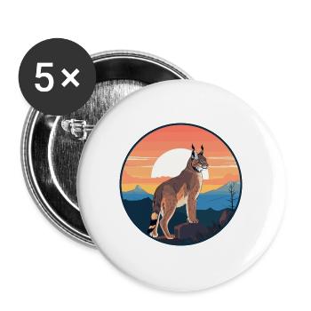 Luchs Buntes Aquarell Cartoon Kawaii Tier - Buttons groß 56 mm (5er Pack) - Weiß - Vorne