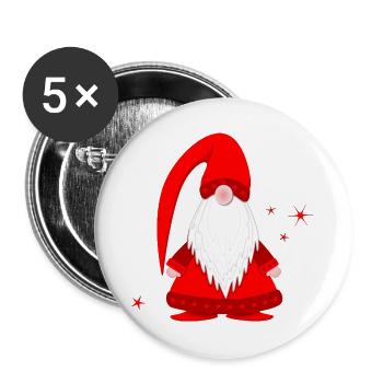 Wichtel wichteln Wichtelgeschenk Weihnachten Zwerg - Buttons groß 56 mm (5er Pack) - Weiß - Vorne