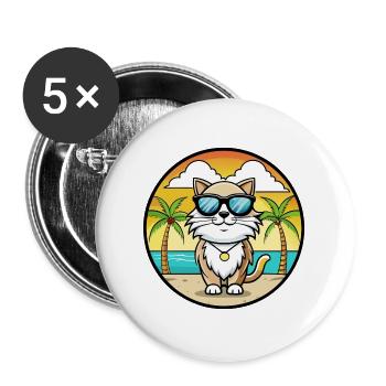 Birman Sacred Cat Breed Cartoon Sunglasses Beach - Buttons large 2.2''/56 mm (5-pack) - white - Front