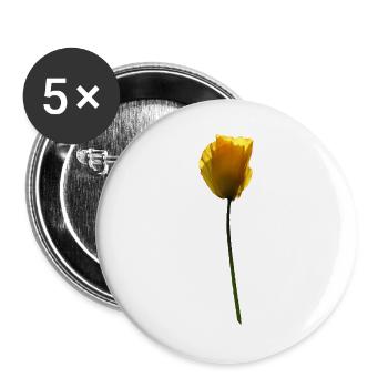 gelbe Mohnblume Mohn - Buttons groß 56 mm (5er Pack) - Weiß - Vorne