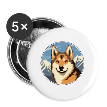 Dingo Hunderasse Karikatur Kawaii Aquarell - Buttons groß 56 mm (5er Pack) - Weiß - Vorne