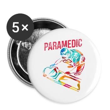 Beherzter Sanitäter Rettungsdienst - Buttons groß 56 mm (5er Pack) - Weiß - Vorne