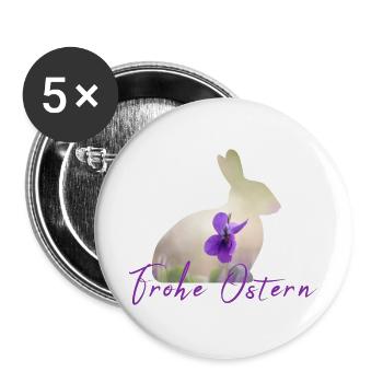 Ostern Frohe Ostern - Buttons groß 56 mm (5er Pack) - Weiß - Vorne