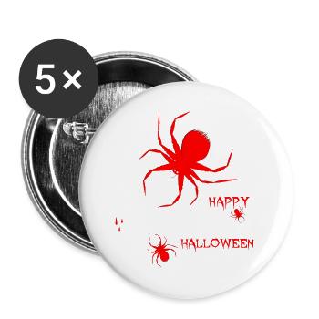 Halloween Spinne Gruselzeit - Buttons groß 56 mm (5er Pack) - Weiß - Vorne