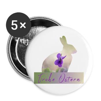 Frohe Ostern Hase - Buttons groß 56 mm (5er Pack) - Weiß - Vorne