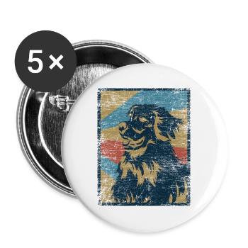 Aufmerksamer Hovawart Rettungshund - Buttons groß 56 mm (5er Pack) - Weiß - Vorne