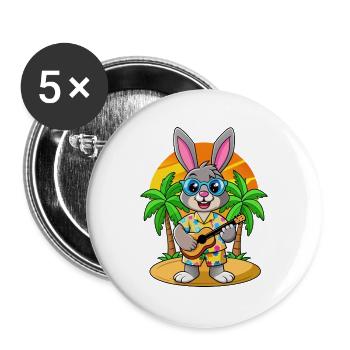 Lunettes de soleil de plage d’été de dessin animé de lapin drôle - Lot de 5 grands badges (56 mm) - blanc - Devant