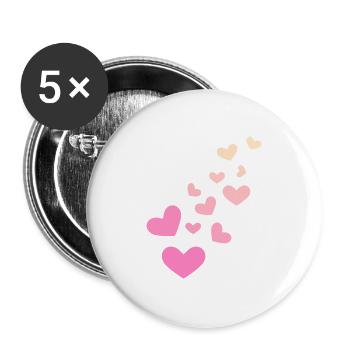 Herzchen Herz - Buttons groß 56 mm (5er Pack) - Weiß - Vorne