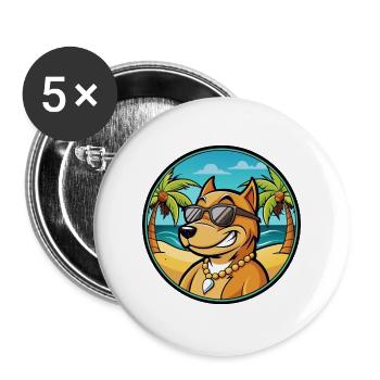 Cordoba Kampfhund Rasse Cartoon Sonnenbrille Strand - Buttons groß 56 mm (5er Pack) - Weiß - Vorne