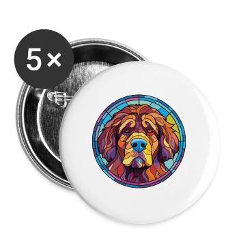 Tibetischer Mastiff Hunderasse Aquarell Illustration - Buttons groß 56 mm (5er Pack) - Weiß - Vorne